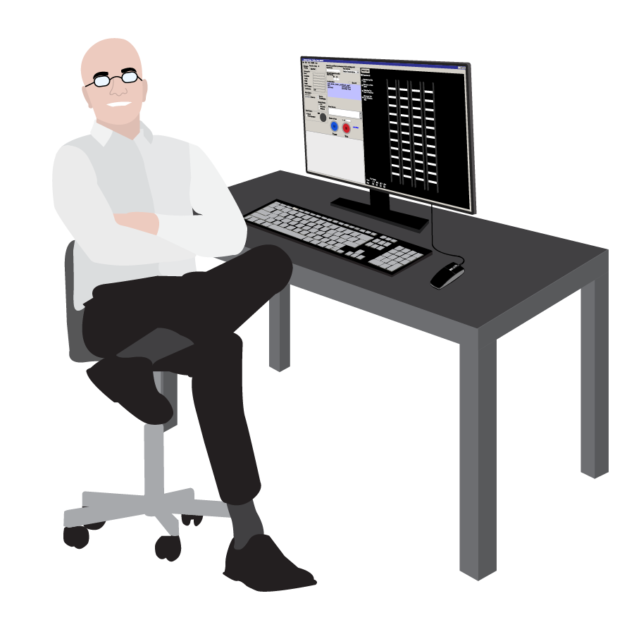 Worker at a computer desk vector
